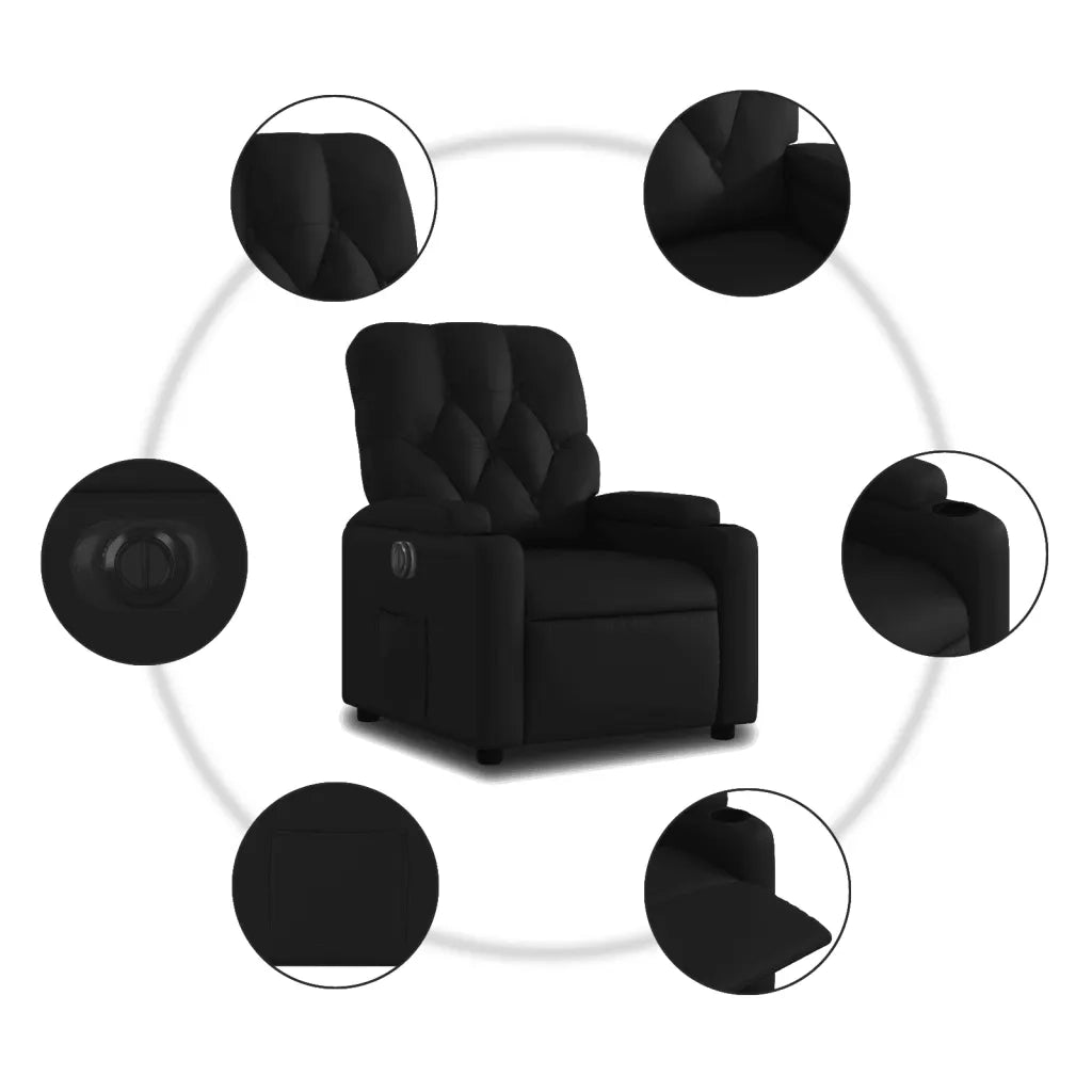 Divano Sedia-Poltrona Reclinabile Elettrica Nera in Similpelle 884073
