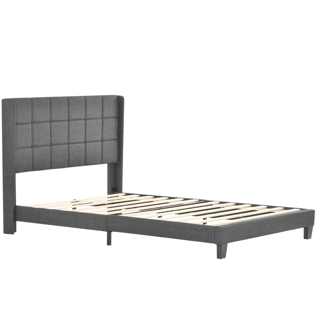 letto imbottito lino grigio 140x200 cm