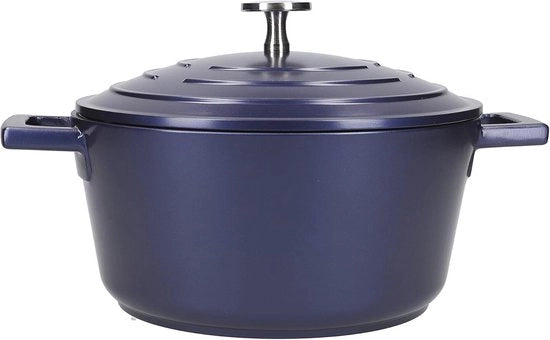 Piatto da Frittura Leggero in Alluminio Fuso - 2,5 L, Adatto per Induzione e Forno, Blu Metallizzato
