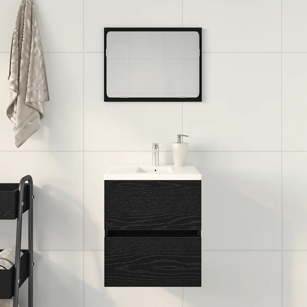 vidaXL Mobile Lavabo Rovere Nero 41x38,5x45 cm in Legno Multistrato