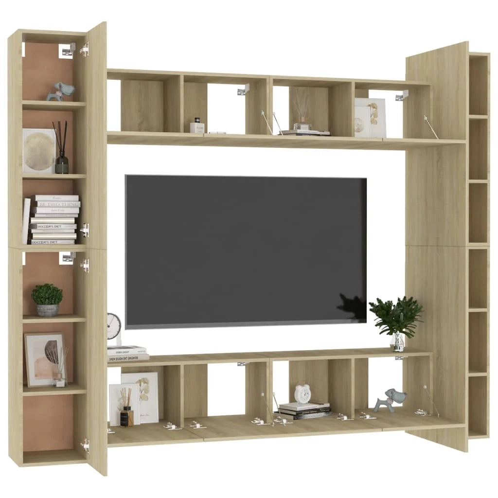Set di mobili da 8 pezzi tra cui armadio credenza mobile porta TV soggiorno/camera da letto/salotto legno ingegnerizzato rovere Sonoma marrone 02_0025301