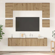 Set mobile TV 8 pz-Credenza per TV Rovere artigianale Legno multistrato 586972