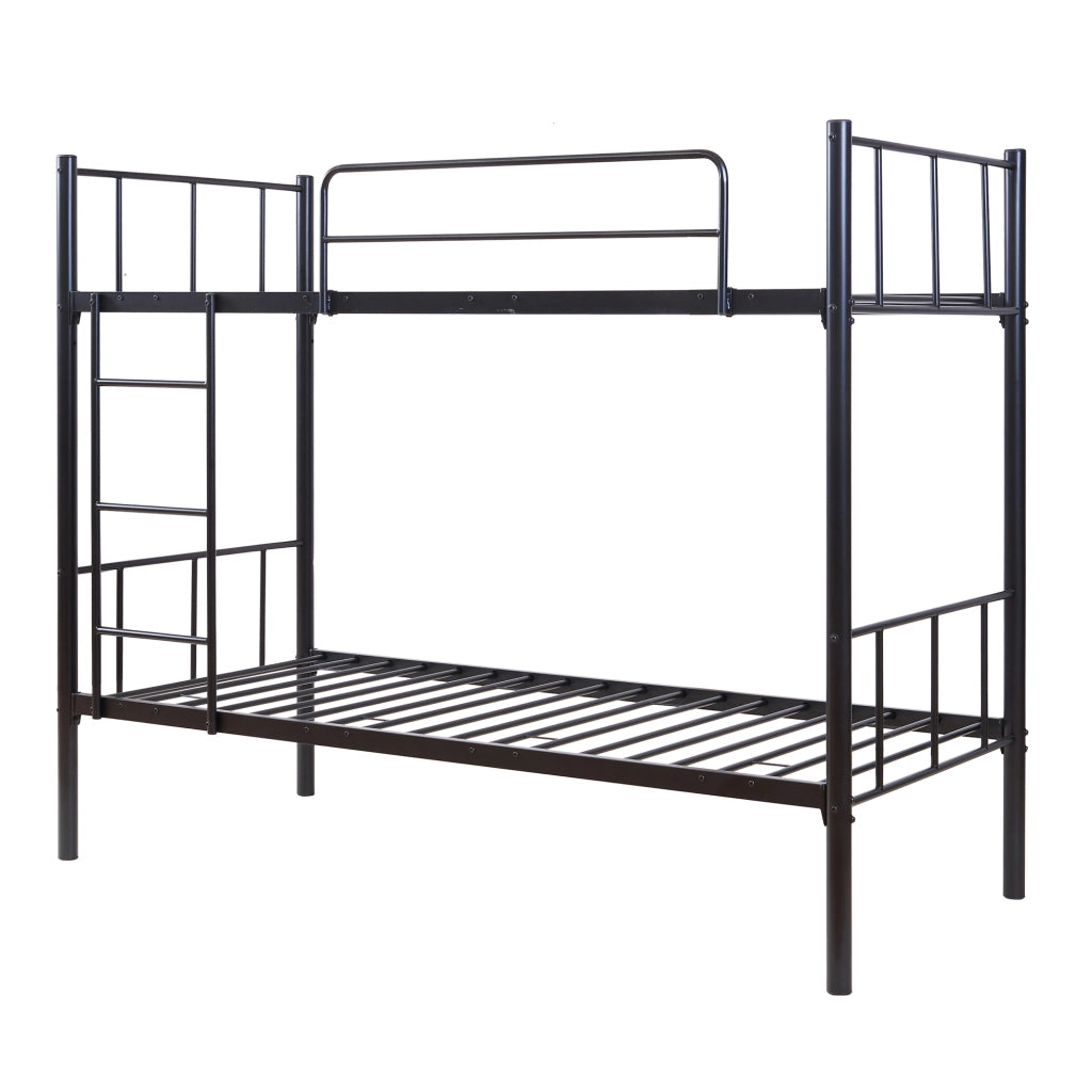 Letto a Castello Berimma a 2 Posti 90 x 200 cm con Scaletta e Sponda Anticaduta - Nero [en.casa]