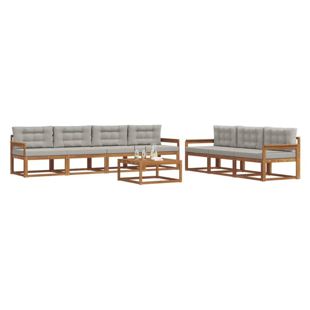 Set di divani da esterno 8 pcs Grigio Naturale e Chiaro 3367289