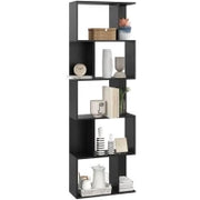 Mobile Libreria in Legno a 5 Ripiani Design Moderno in Legno, 60x24x184.5 cm, Nero