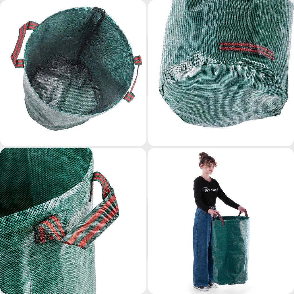 KADAX Sacchetto per foglie, rifiuti da giardino, pieghevole, resistente, con maniglie, 120 L