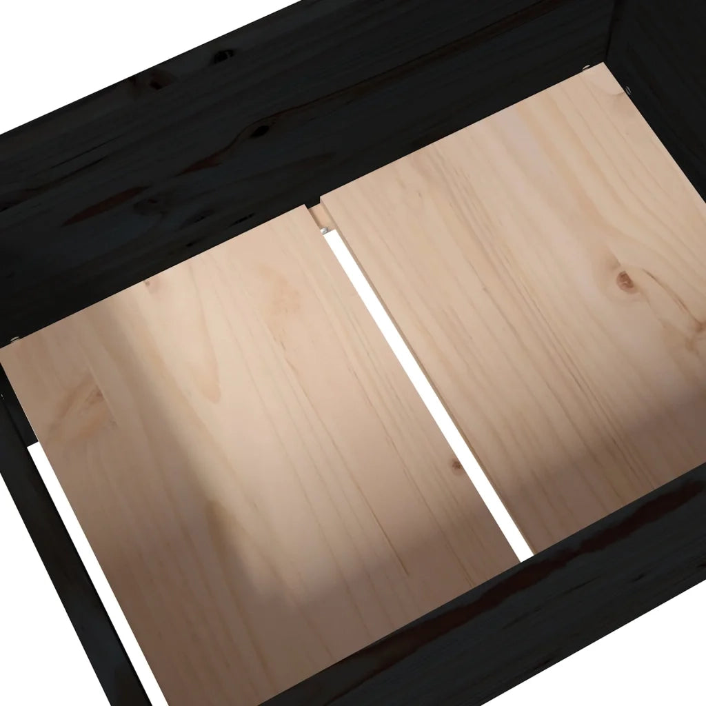 Fioriera | Cassetta per fiori | Vaso Nera 178,5x44x75 cm in Legno Massello di Pino
