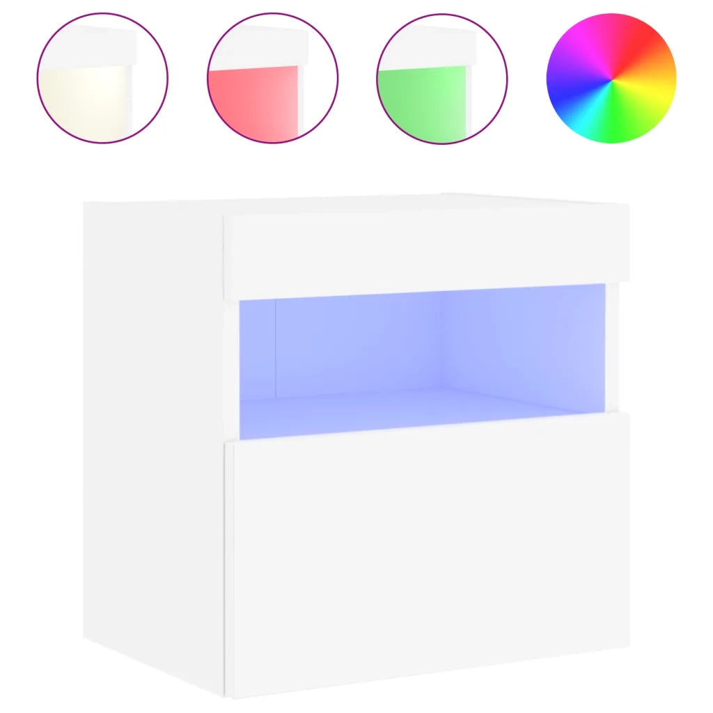 Mobili TV a Parete con Luci LED 2pz Bianchi 40x30x40 cm 837170
