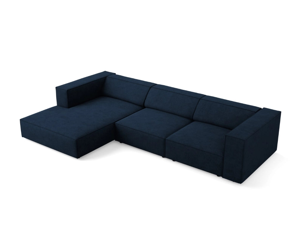Cosmopolitan Design - Divano angolare sinistro "Arendal" 4 posti in ciniglia con effetto a coste blu reale 