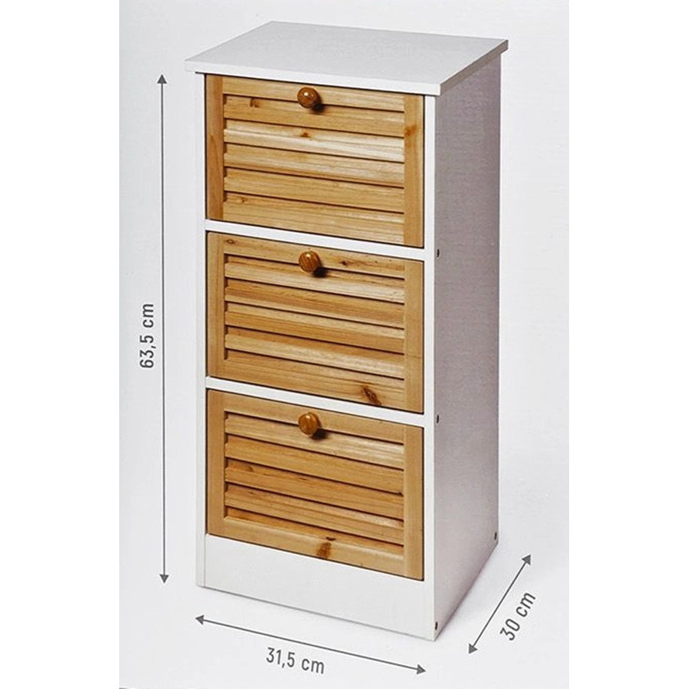 Trade Shop - Cassettiera Multiuso A 3 Cassetti Mobiletto In Legno Di Abate 31,5x30x63,5cm Bagno Ingresso -