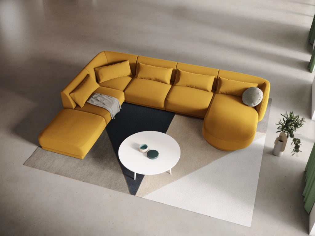 Cosmopolitan Design - Divano panoramico sinistro "Tulum" 6 posti in velluto giallo 