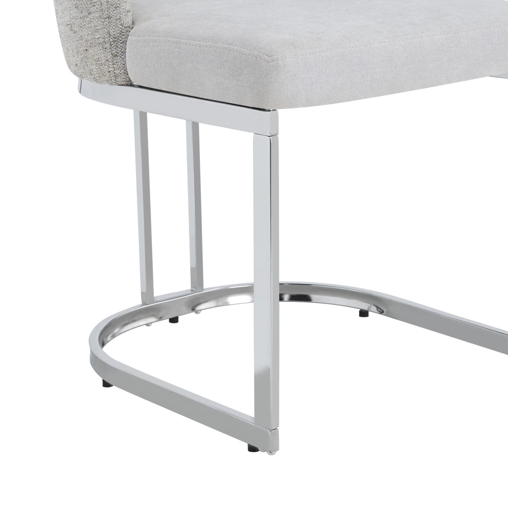 Set di 2 sedie da pranzo moderne in chenille grigio e metallo argentato; 61;5 x 59 x 54 cm
