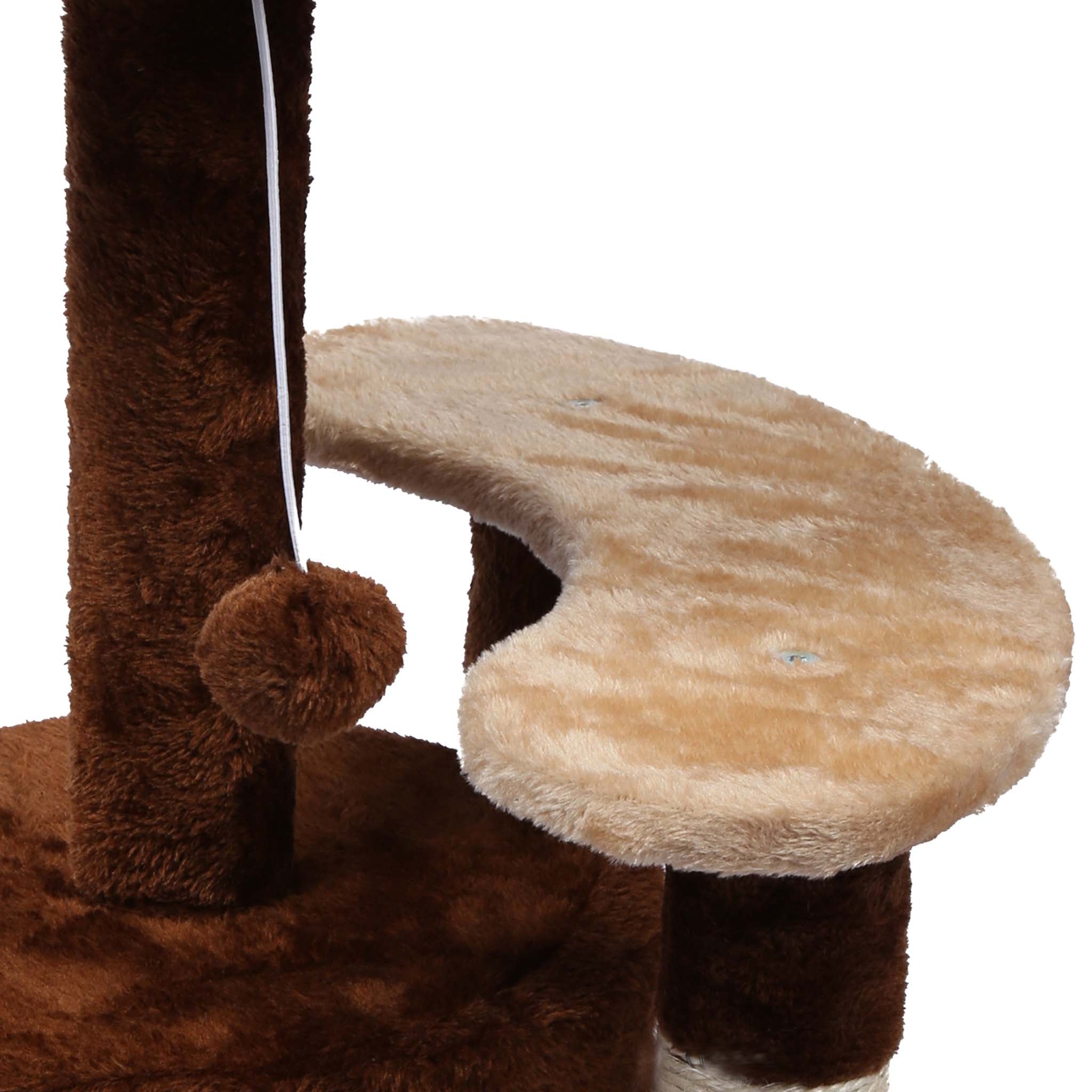 Albero tiragraffi 67 cm marrone/bianco Con sisal, piattaforma, nicchia e pallina