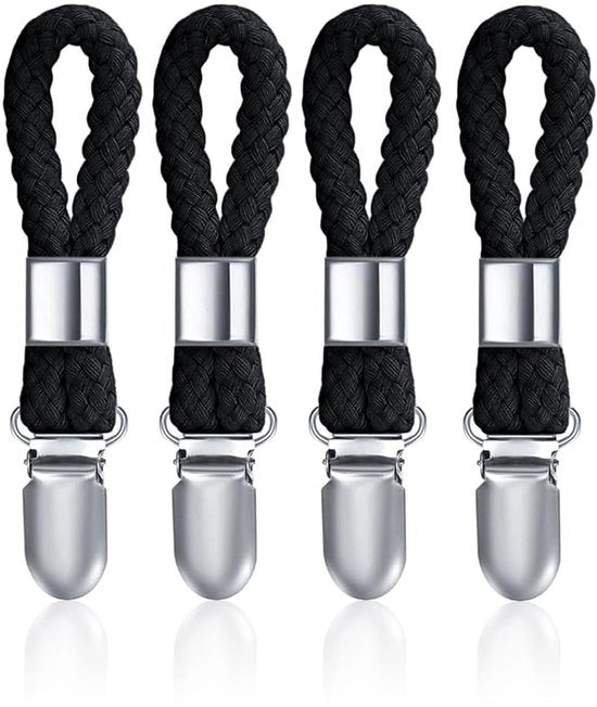 Pacchetto di 4 clip per asciugamano, clip per asciugamano a lacci, clip per asciugamano, senza cucitura, clip per asciugamano, clip per asciugamano nere, clip per asciugamano per appendere in cucina, bagno, balcone