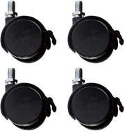 Set di 4 ruote per mobili con penna e freno, diametro 50 mm, altezza 65 mm, carico di 120 kg, ruote a sfera con dritto M8