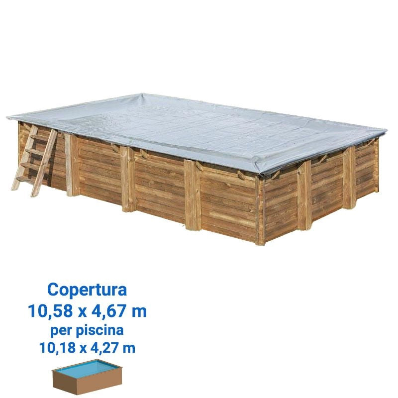 Copertura Invernale 10,58 X 4,67 M Per Piscina Rettangolare In Legno Gre Di 10,18 X 4,27 M Dimensione piscina: 10.18 X 4.27 m