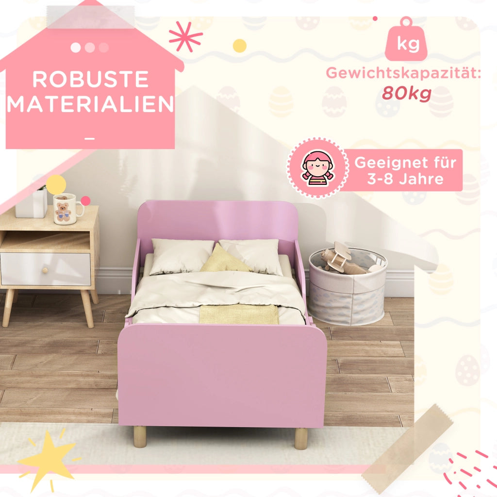 Letto Singolo per Bambini con Protezioni ¨C zephmum ¨C Rosa MDF