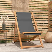Sedia da Spiaggia Pieghevole in Legno Massello di Teak Grigia 47415