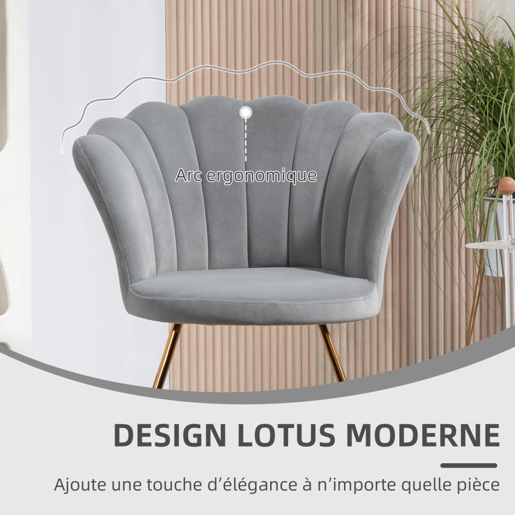 Poltrona in velluto con gambe in metallo ¨C zephmum ¨C grigio 69x64x80 cm