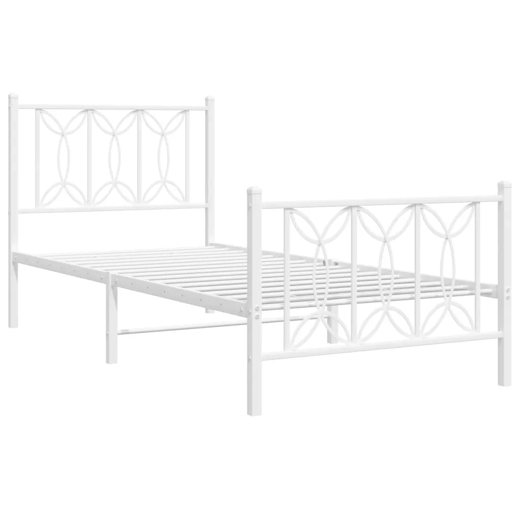 Giroletto con Testiera e Pediera-Struttura Letto Metallo Bianco 80x200 cm 810139