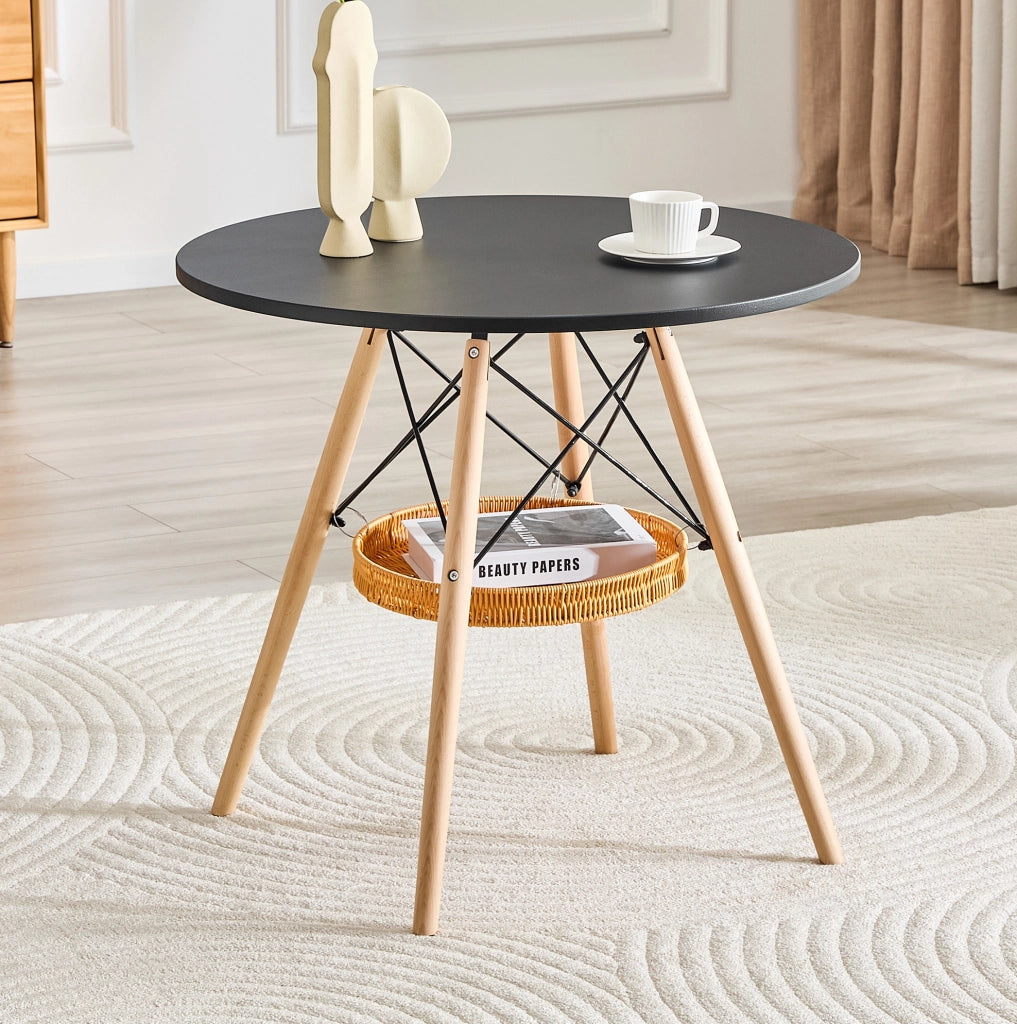 Tavolo da pranzo rotondo Ø80 cm con cestino sospeso