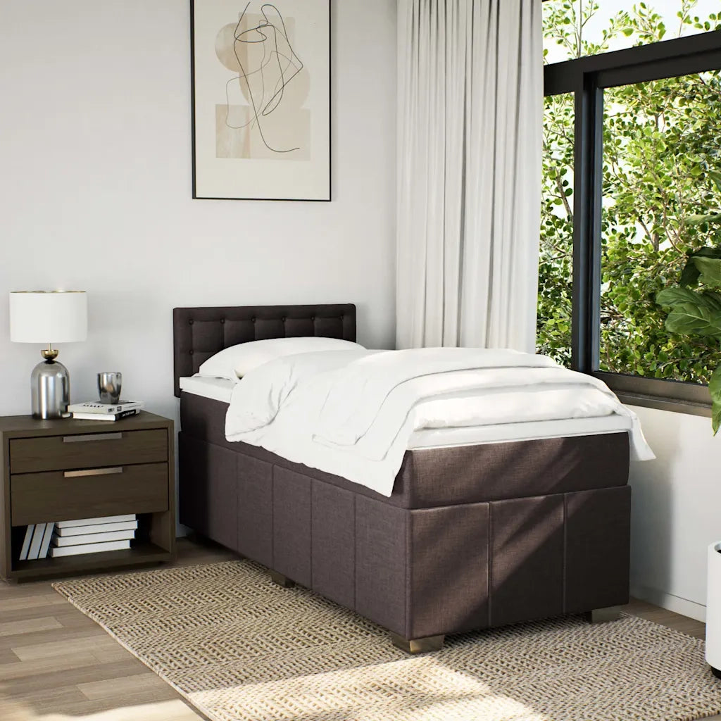 Giroletto a Molle con Materasso Marrone Scuro 90x200 cm Tessuto 3286968