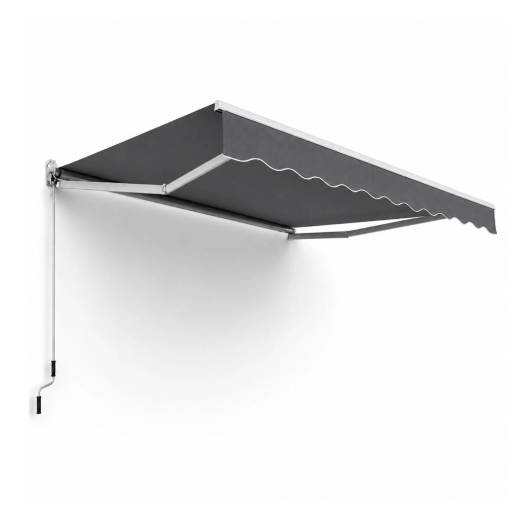 Tenda Da Sole Avvolgibile Con Apertura Manuale A Manovella E Pendenza Regolabile Struttura In Alluminio Rinforzato Per Balcone Terrazza Veranda Spazio Esterno Design Contemporaneo 295 x 250 Cm Grigio Scuro