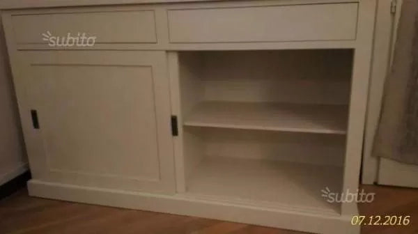 Madia credenza legno 2 porte scorrevoli bianco 150x50x90h (720) - Mobili 2G