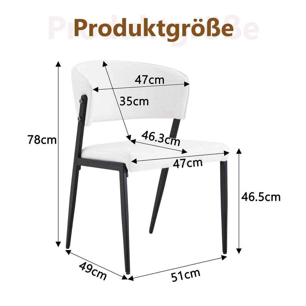 SEDIA da pranzo moderna Set da 2 in PU bianco con struttura in metallo