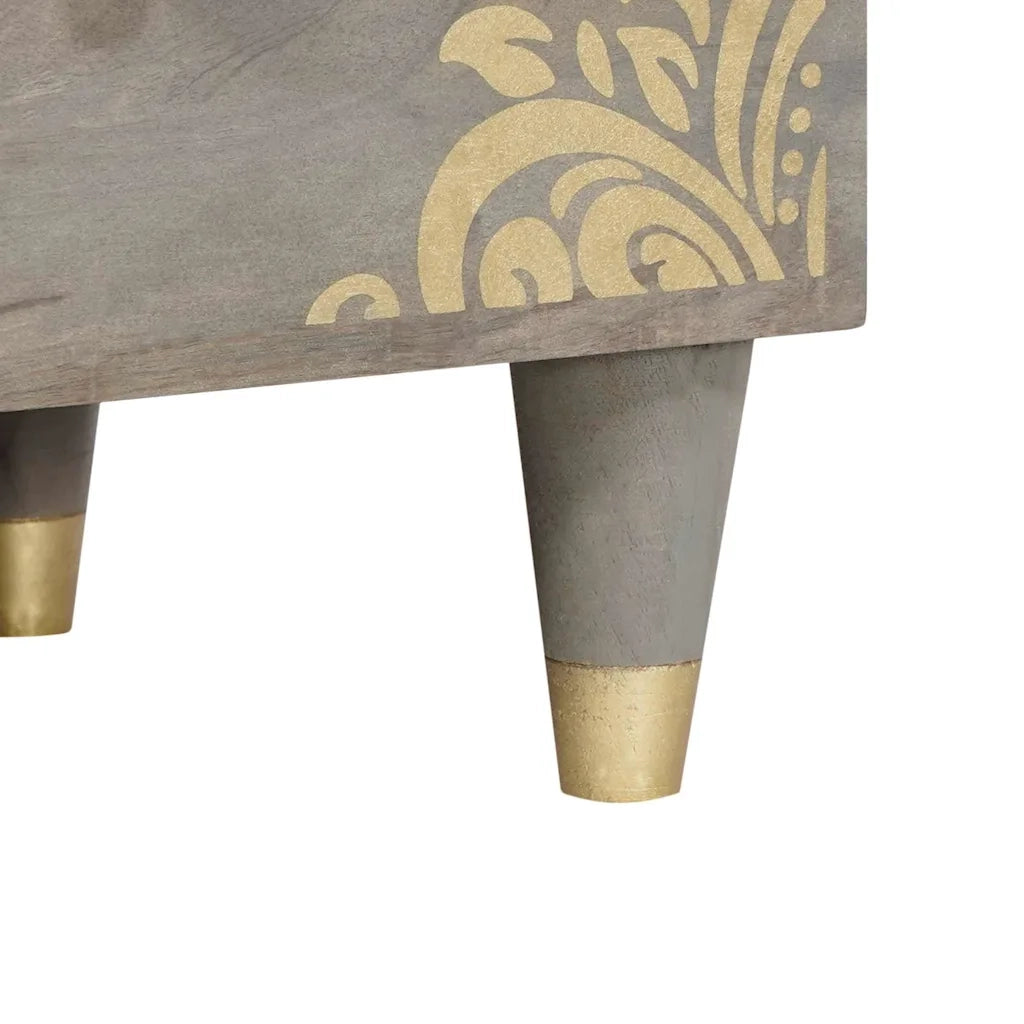 Mobile TV Grigio 70 x 33 x 46 cm Legno di mango massello 4018773