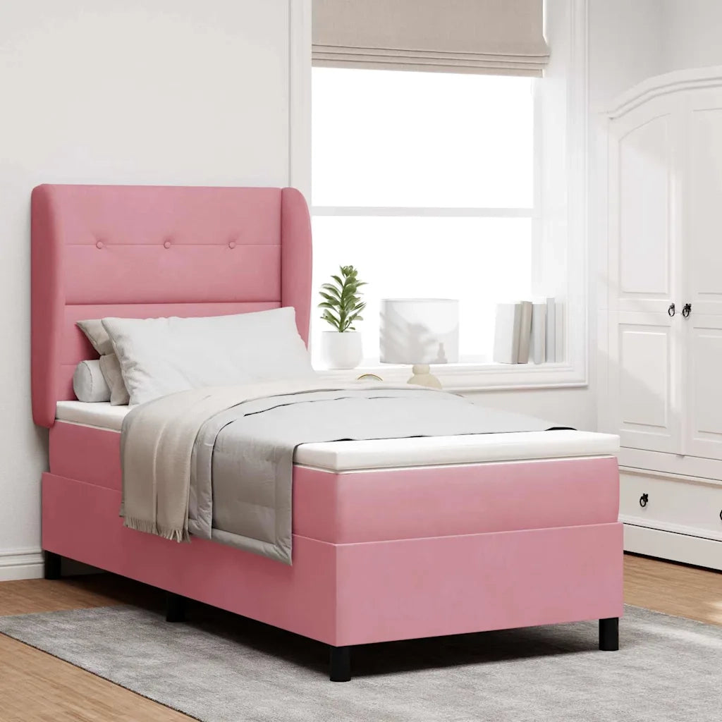 Letto a molle con materasso Rosa 200 x 80 cm Velluto 3340903