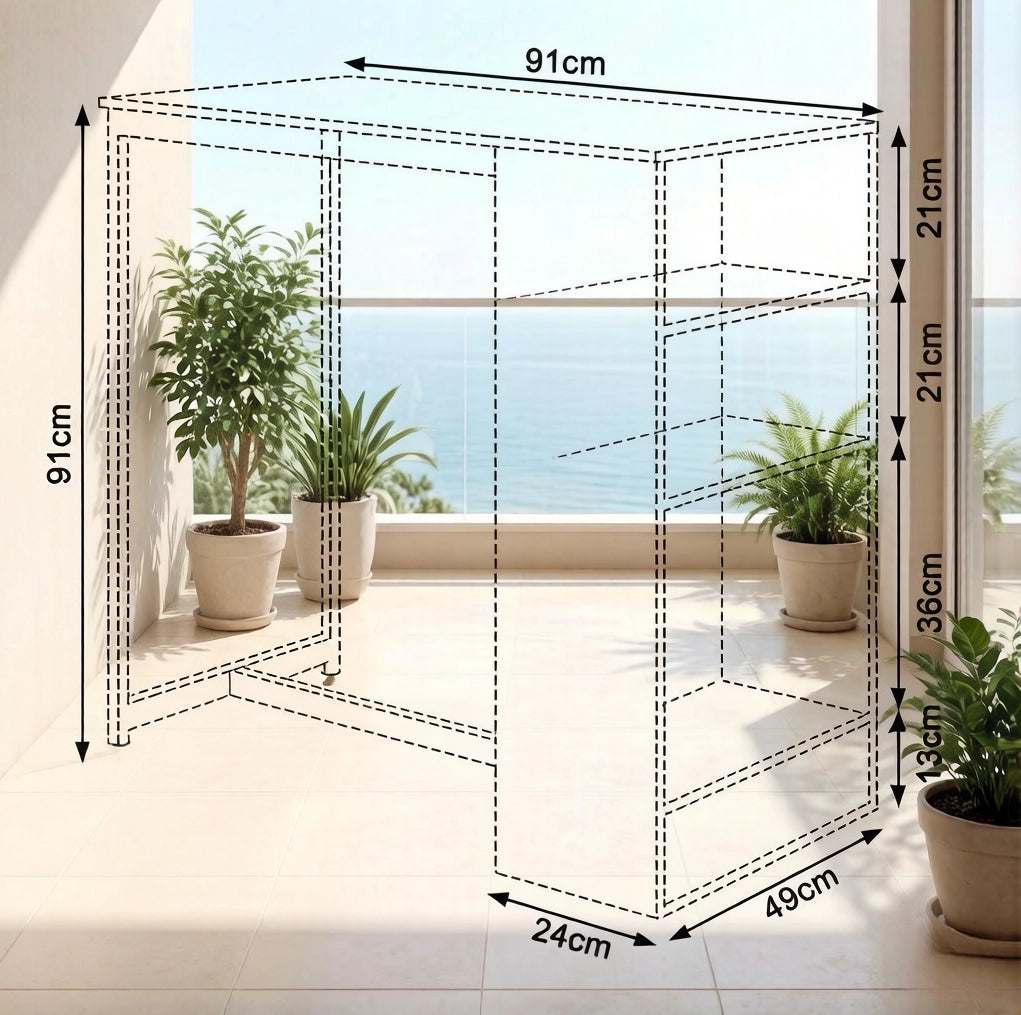 Tavolo bar con ripiani portabottiglie 91x49x91 cm