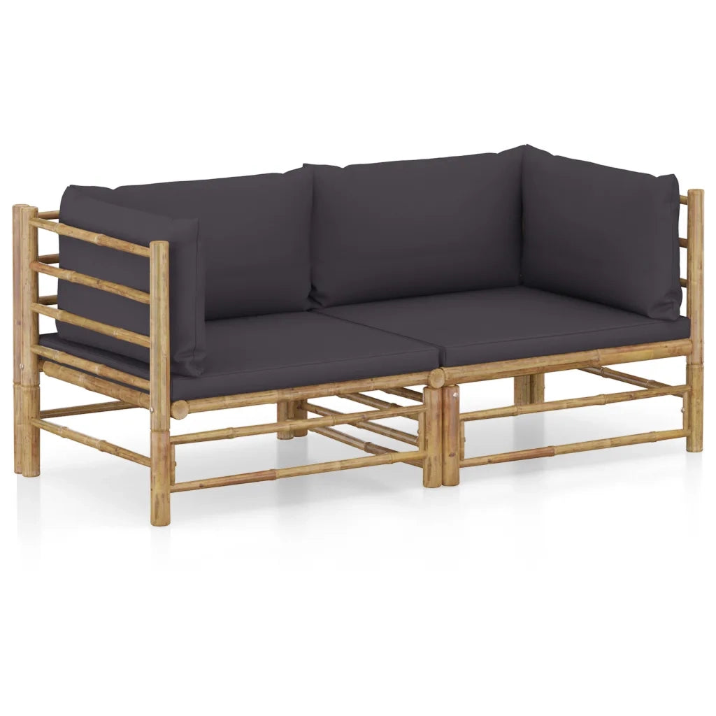 Set Divani da Giardino 2 pz con Cuscini Grigio Scuro in BambÃ¹ cod mxl 41849