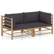 Set Divani da Giardino 2 pz con Cuscini Grigio Scuro in BambÃ¹ cod mxl 41849