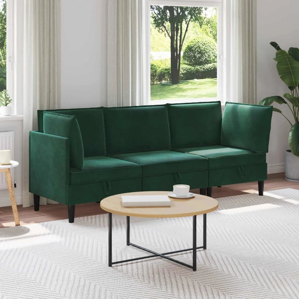 Set di mobili per il soggiorno 3 pcs Verde Scuro Velluto 3413738