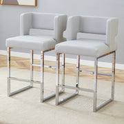 Sgabello da bar 91;4 cm con seduta imbottita in PU e gambe in metallo; grigio chiaro