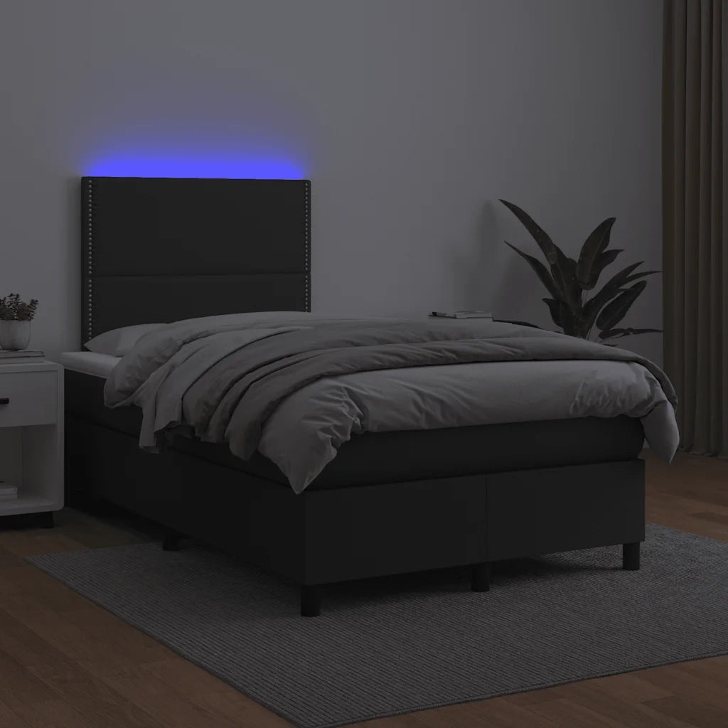 Letto a Molle con Materasso e LED Nero 120x190 cm in Similpelle 3270287