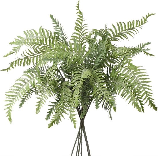 Vasca di viti artificiali Boston con foglie di felce in plastica, stelo fittizio per giardino interno, veranda, parterre, decorazione da tavolo, fiori artificiali 76 cm di lunghezza, 3 steli.