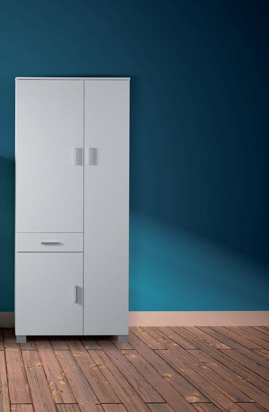 Armadio 3 Ante 1 Cassetto 77x178x34 cm Bianco Fiammato