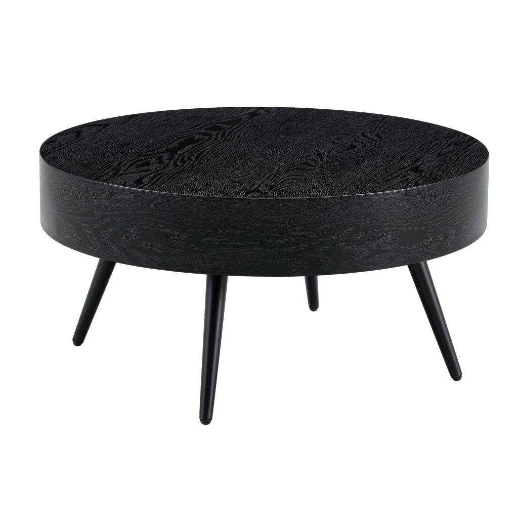 TAVOLINO da caffè rotondo Ø 70 cm MDF effetto legno nero e metallo nero