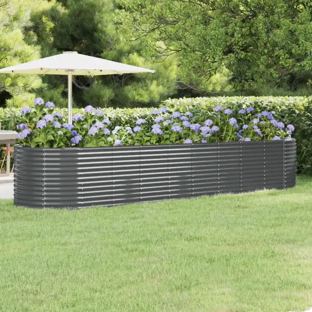 Letto da Giardino in Acciaio a Polvere 396x100x68 cm Antracite