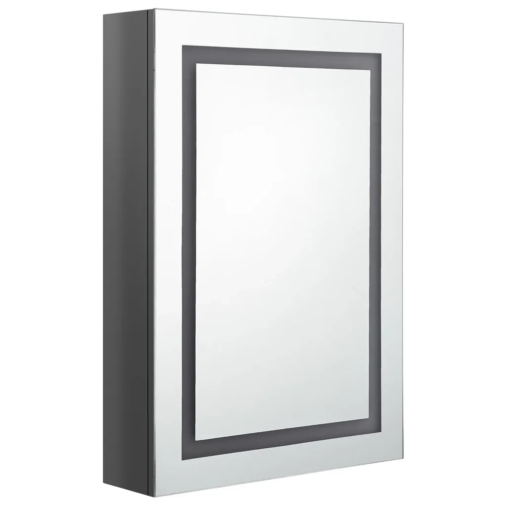 Armadietto Bagno con Specchio e LED Grigio Lucido 50x13x70 cm 326491