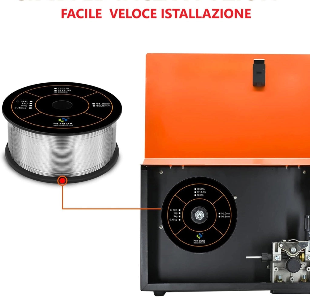 Filo animato per saldatrice MIG filo continuo no gas bobina 5KG 1mm - 455203