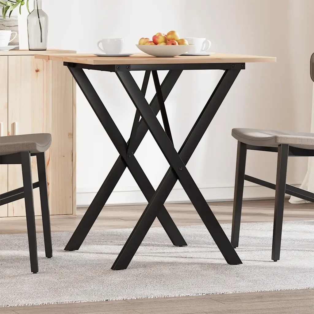 Tavolo da Pranzo Telaio a X 70x70x75 cm Legno Pino e Acciaio