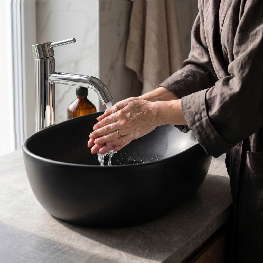 Lavabo da appoggio ovale ELIPSE ceramica 49 cm Nero Opaco