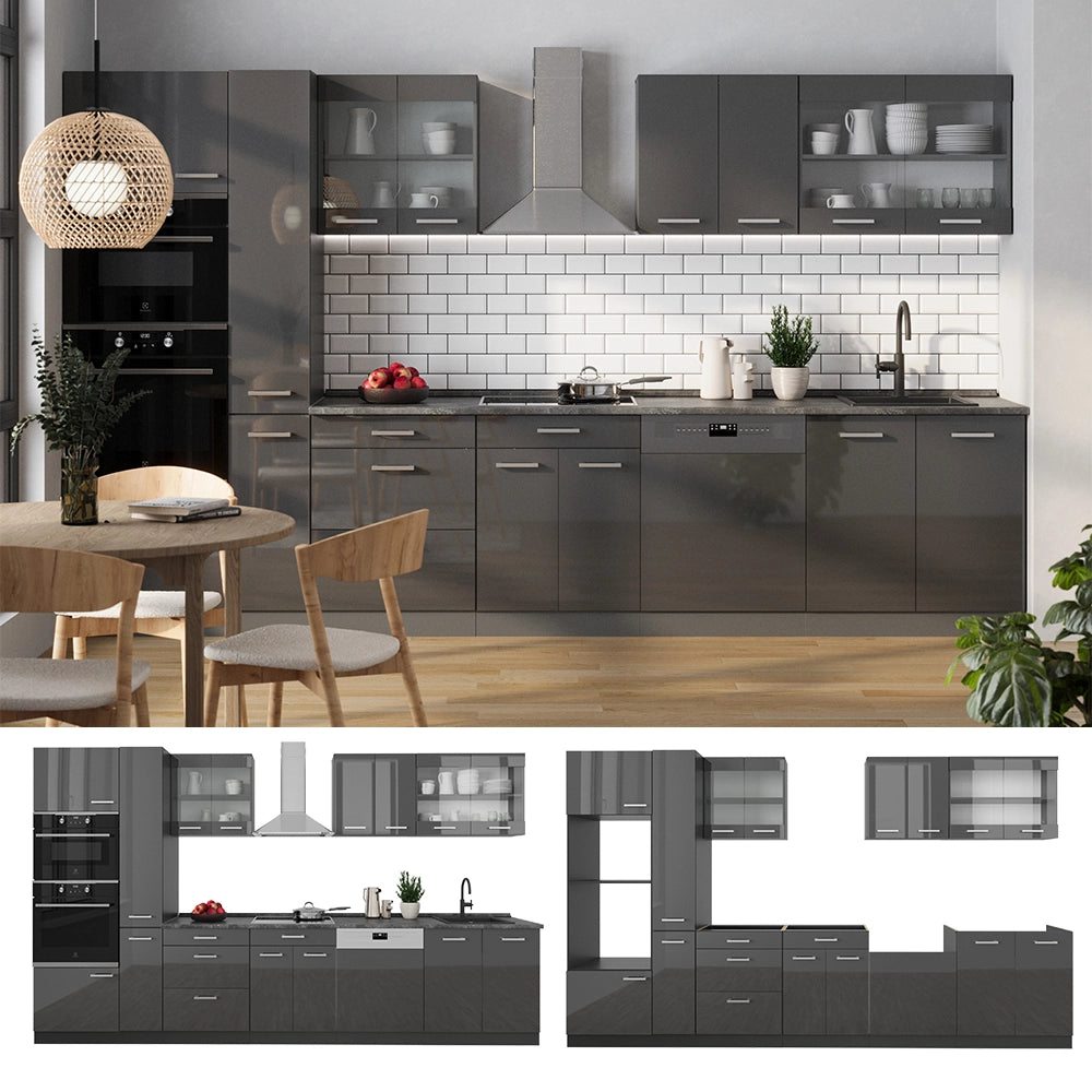 Vicco Cucina completa  Antracite lucido/antracite 350 cm , PL Antracite