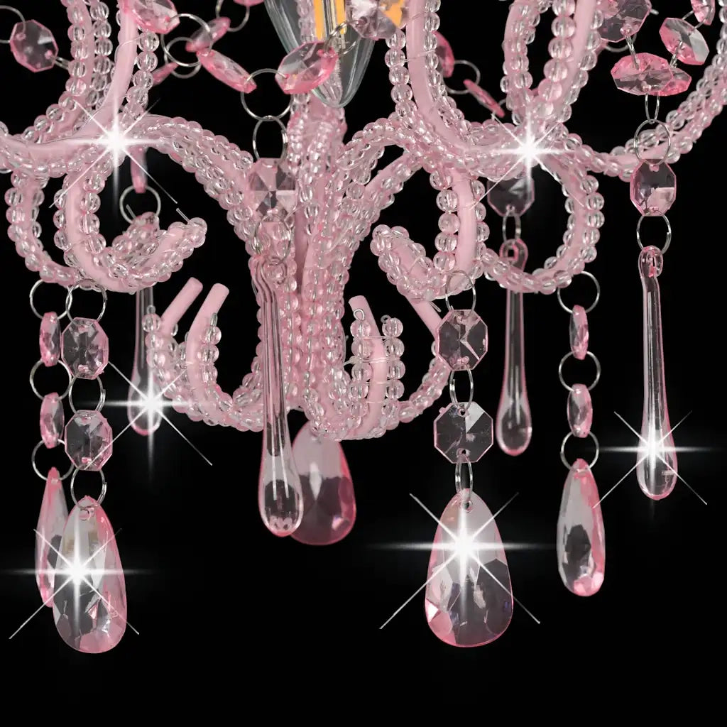 Lampadario con Perle Rosa Rotondo E14 CFW9223634