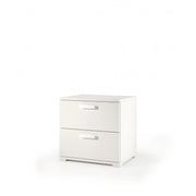 Comodino 2 cassetti con guide in metallo bianco 40x50x45 cm - Terraneo