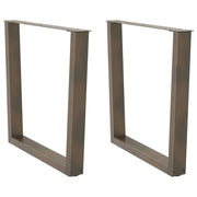 Gambe per tavolo da pranzo a forma di V 2 pz in acciaio naturale 80x(72-73,3) cm