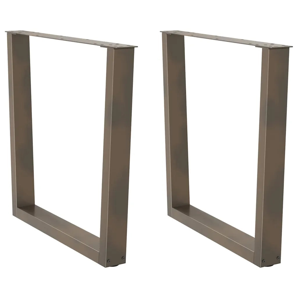 Gambe per tavolo da pranzo a forma di V 2 pz in acciaio naturale 80x(72-73,3) cm
